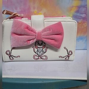Loungefly Disney White and Pink Marie Clutch